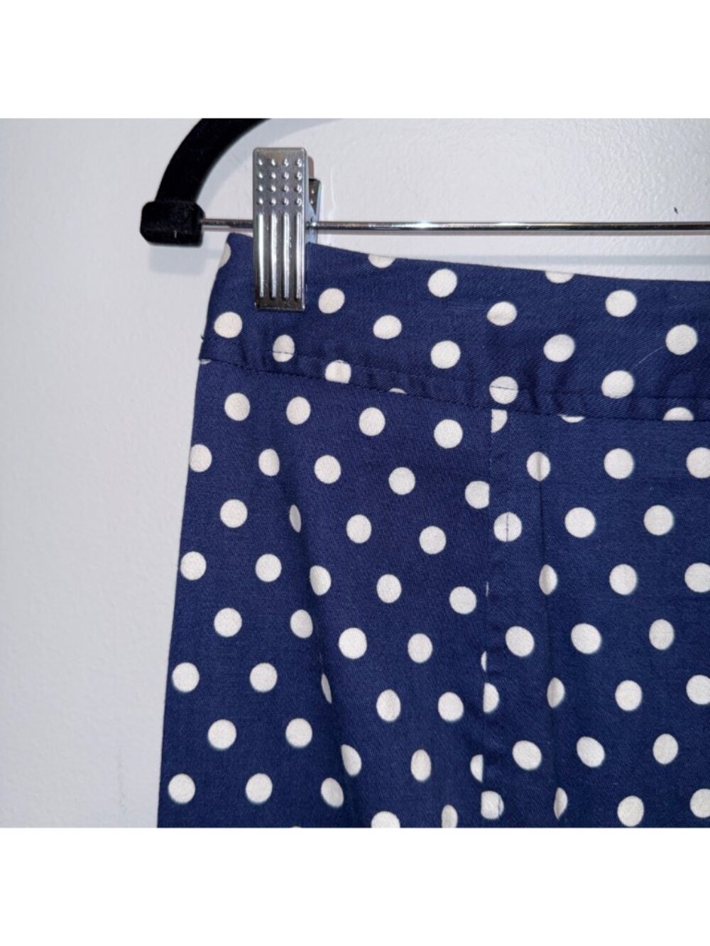 Pixley Navy & White Polka Dot Skirt Size Large Womens Casual A-Line Style - Picture 3 of 5